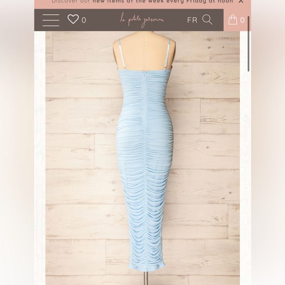 Size Small Fitted Ruched Midi Dress- Lilac - Picture 4 of 4